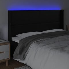 vidaXL LED-voodipeats, must, 163x16x118/128 cm, kunstnahk hind ja info | Voodid | kaup24.ee