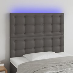 vidaXL LED-voodipeats, hall, 90x5x118/128 cm, kunstnahk hind ja info | Voodid | kaup24.ee
