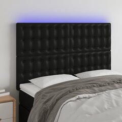 vidaXL LED-voodipeats, must, 144x5x118/128 cm, kunstnahk hind ja info | Voodid | kaup24.ee