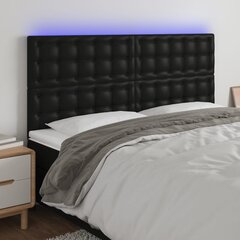 vidaXL LED-voodipeats, must, 160x5x118/128 cm, kunstnahk цена и информация | Кровати | kaup24.ee