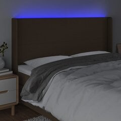 vidaXL LED-voodipeats, tumepruun, 203x16x118/128 cm, kangas цена и информация | Кровати | kaup24.ee