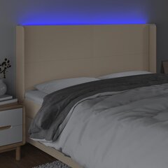 Изголовье со светодиодом, кремовое, 163x16x118/128 см цена и информация | Кровати | kaup24.ee