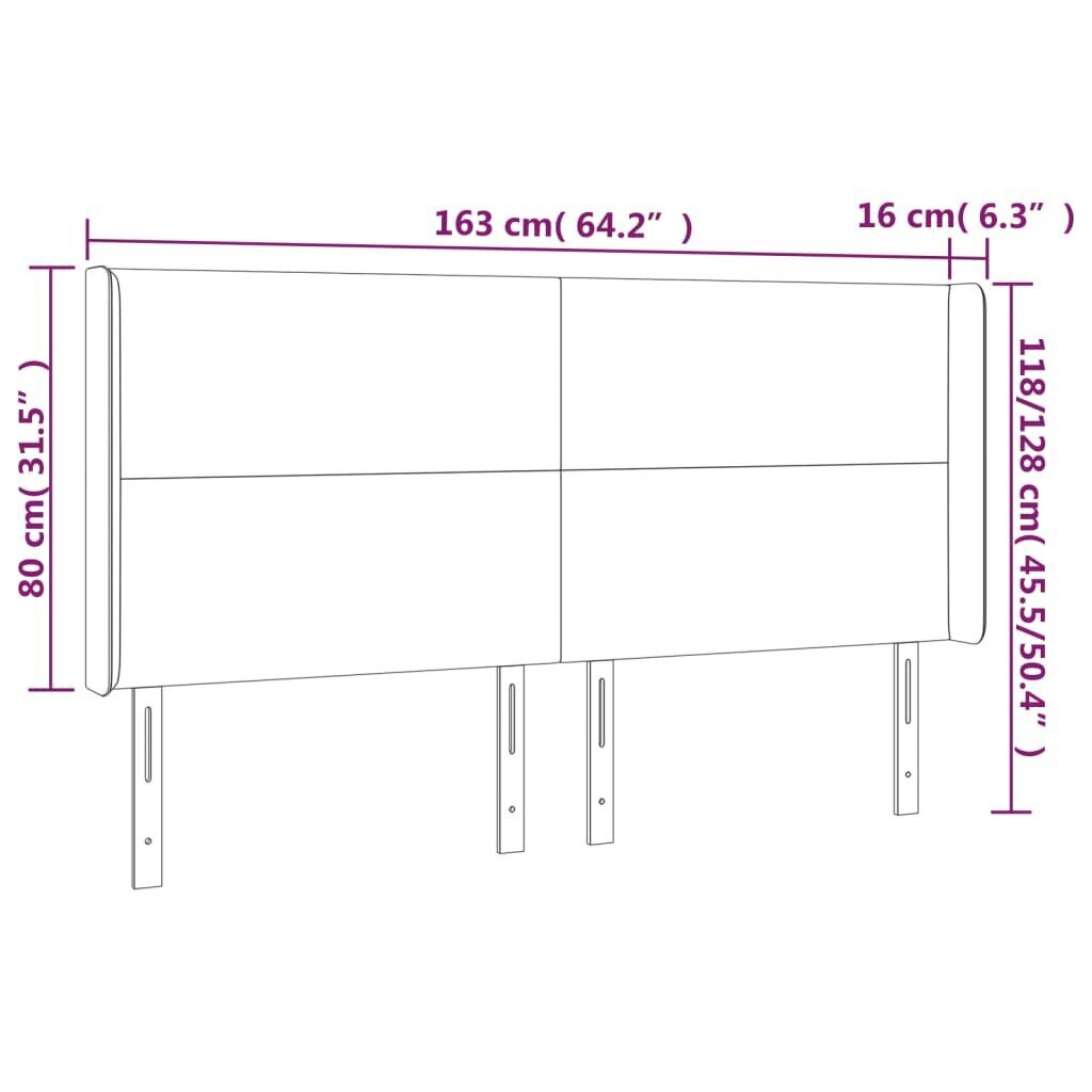 vidaXL LED-voodipeats, kreemjas, 163x16x118/128 cm, kangas цена и информация | Voodid | kaup24.ee