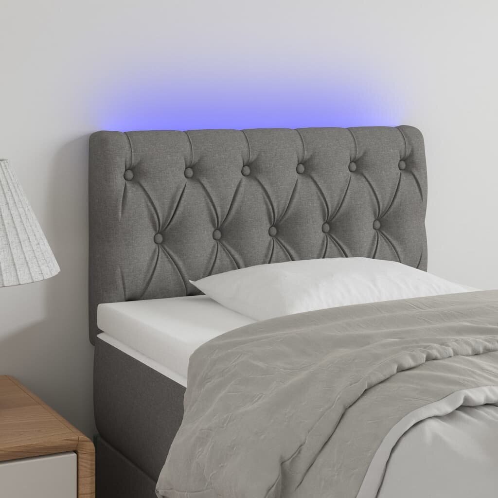 vidaXL LED-voodipeats, helehall, 80x7x78/88 cm, kangas hind ja info | Voodid | kaup24.ee