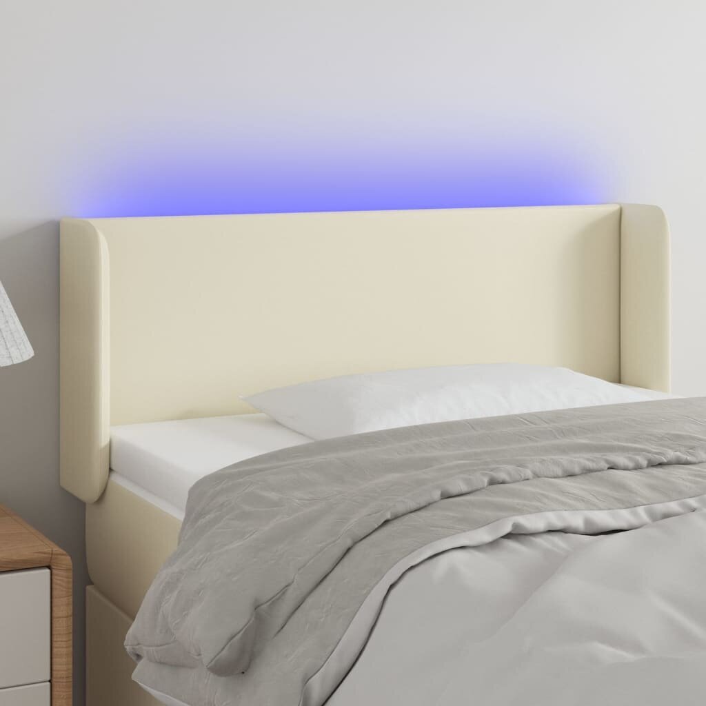 vidaXL LED-voodipeats, kreemjas, 103x16x78/88 cm, kunstnahk цена и информация | Voodid | kaup24.ee