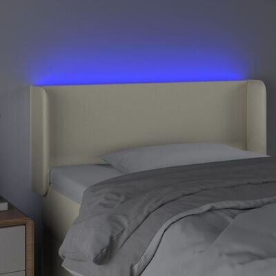 vidaXL LED-voodipeats, kreemjas, 103x16x78/88 cm, kunstnahk hind ja info | Voodid | kaup24.ee