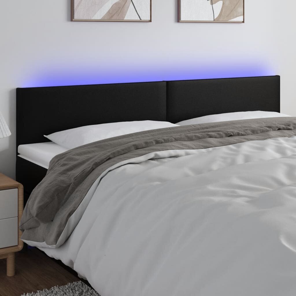 vidaXL LED-voodipeats, must, 180x5x78/88 cm, kunstnahk hind ja info | Voodid | kaup24.ee