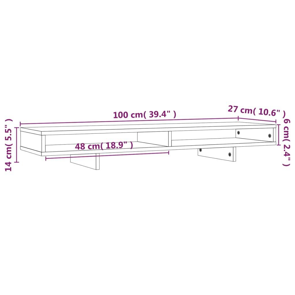 vidaXL monitorialus, meepruun, 100x24x16 cm, männipuit цена и информация | Monitori hoidjad | kaup24.ee