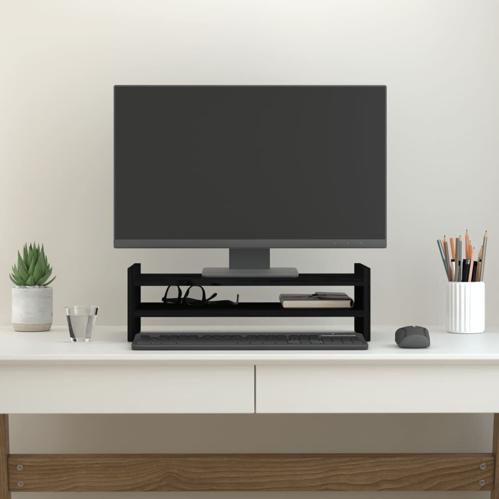 vidaXL monitorialus, must, 50 x 27 x 15 cm, männipuit hind ja info | Monitori hoidjad | kaup24.ee