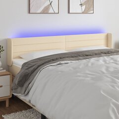 vidaXL LED-voodipeats, kreemjas, 163x16x78/88 cm, kangas hind ja info | Voodid | kaup24.ee