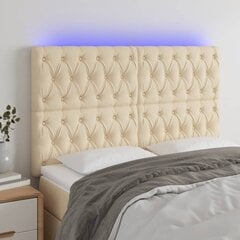 vidaXL LED-voodipeats, kreemjas, 144x7x118/128 cm, kangas цена и информация | Кровати | kaup24.ee