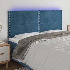 vidaXL LED-voodipeats, tumesinine, 160x5x118/128 cm, samet цена и информация | Кровати | kaup24.ee