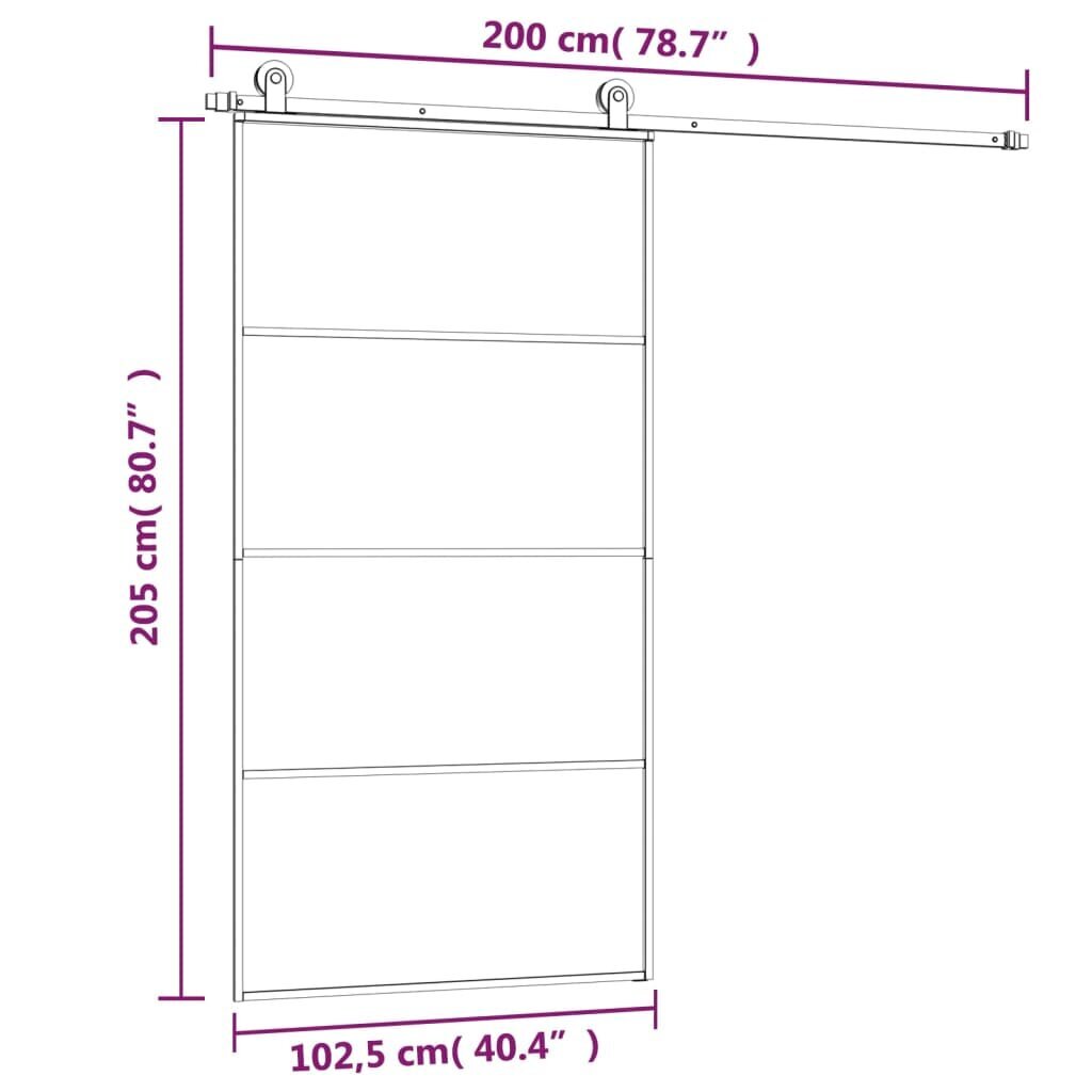 vidaXL liuguks tarvikutega, 102,5 x 205 cm, ESG-klaas ja alumiinium hind ja info | Siseuksed | kaup24.ee