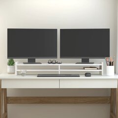 vidaXL monitorialus, valge, 100x27x15 cm, männipuit цена и информация | Кронштейны для монитора | kaup24.ee