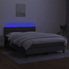 vidaXL kontinentaalvoodi madrats ja LED, tumehall, 140x200 cm, kangas hind ja info | Voodid | kaup24.ee