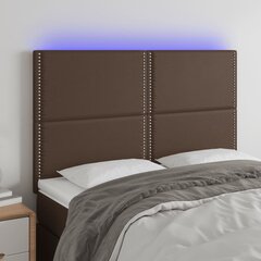 vidaXL LED-voodipeats, pruun, 144x5x118/128 cm, kunstnahk hind ja info | Voodid | kaup24.ee