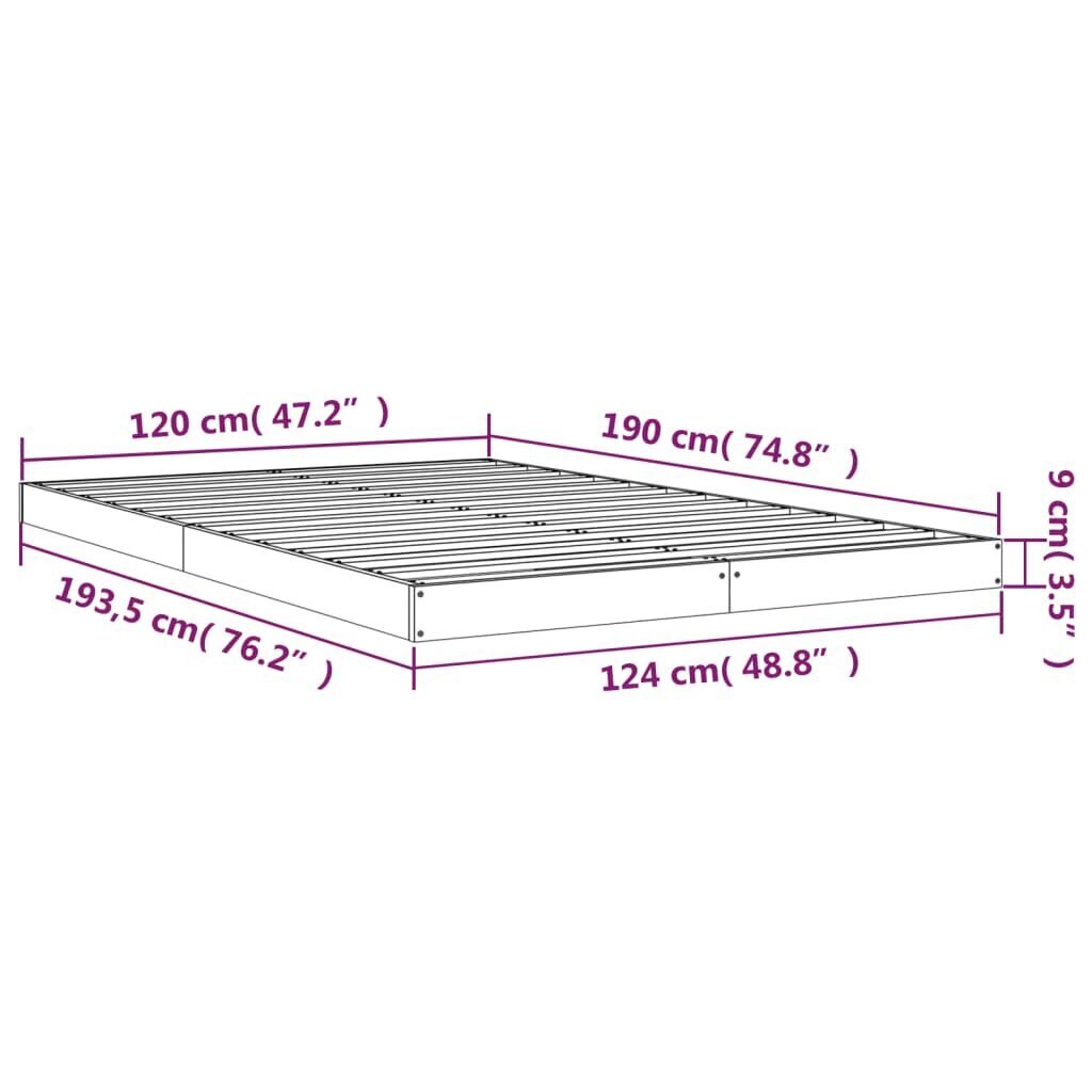 vidaXL voodiraam, meepruun 120x190 cm männipuit hind ja info | Voodid | kaup24.ee