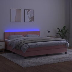 vidaXL kontinentaalvoodi madrats, LED, roosa, 160x200 cm, samet hind ja info | Voodid | kaup24.ee