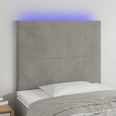 vidaXL LED-voodipeats, helehall, 90x5x118/128 cm, samet hind ja info | Voodid | kaup24.ee