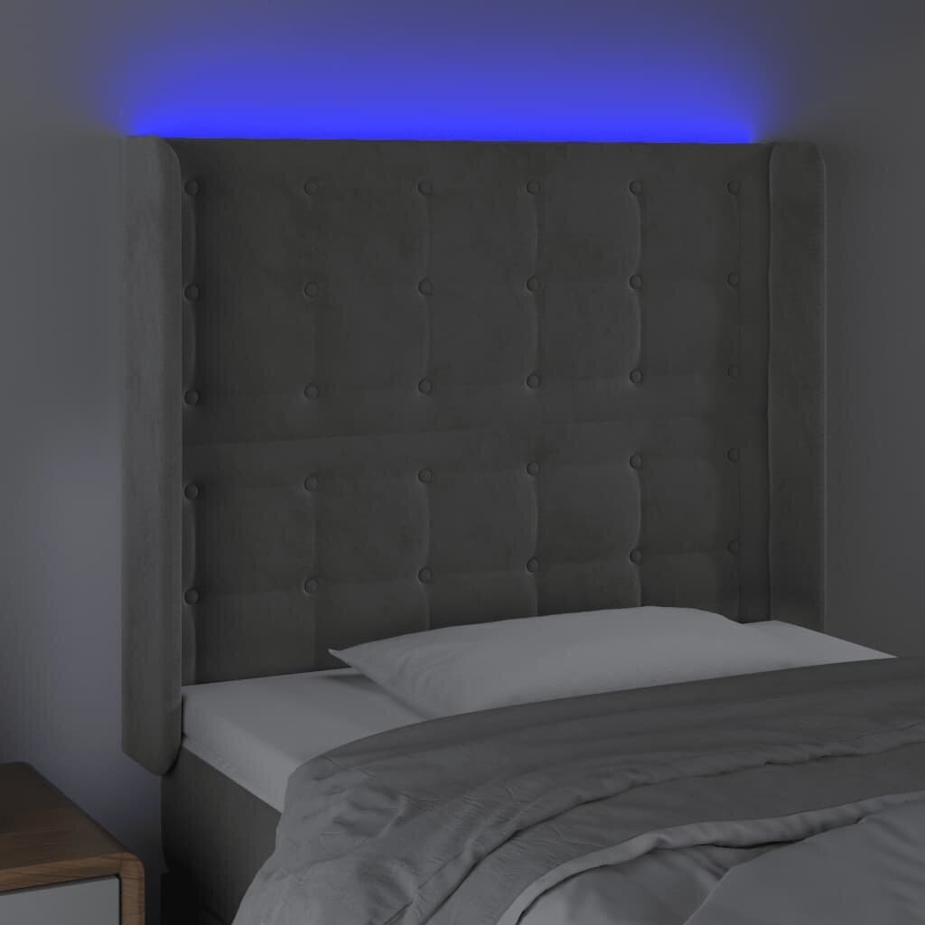 vidaXL LED-voodipeats, helehall, 93x16x118/128 cm, samet hind ja info | Voodid | kaup24.ee