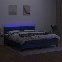 vidaXL kontinentaalvoodi madratsiga ja LED, sinine, 180x200 cm, kangas hind ja info | Voodid | kaup24.ee