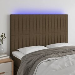 vidaXL LED-voodipeats, tumepruun, 144x5x118/128 cm, kangas hind ja info | Voodid | kaup24.ee