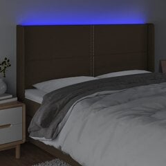vidaXL LED-voodipeats, tumepruun, 163x16x118/128 cm, kangas hind ja info | Voodid | kaup24.ee