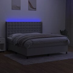 vidaXL kontinentaalvoodi madratsi ja LED-valgustusega, helehall, 160x200 cm, kangas цена и информация | Кровати | kaup24.ee