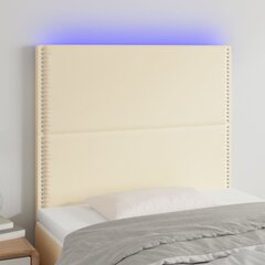 vidaXL LED-voodipeats, kreemjas, 90x5x118/128 cm, kunstnahk hind ja info | Voodid | kaup24.ee