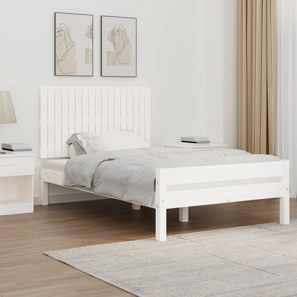 vidaXL seinale kinnitatav voodipeats, valge, 108x3x60 cm, männipuit hind ja info | Voodid | kaup24.ee