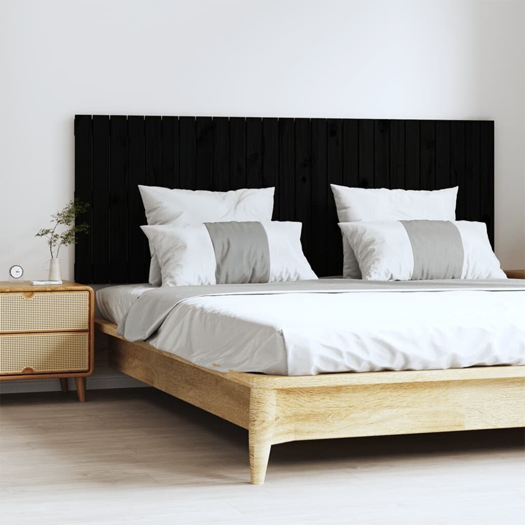 vidaXL seinale kinnitatav voodipeats, must, 166x3x60 cm, männipuit hind ja info | Voodid | kaup24.ee