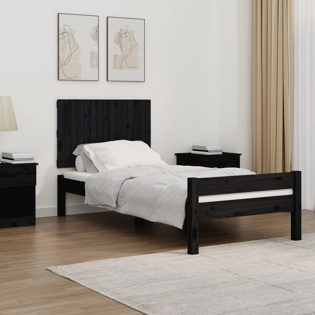 vidaXL seinale kinnitatav voodipeats, must, 95,5x3x60 cm, männipuit hind ja info | Voodid | kaup24.ee