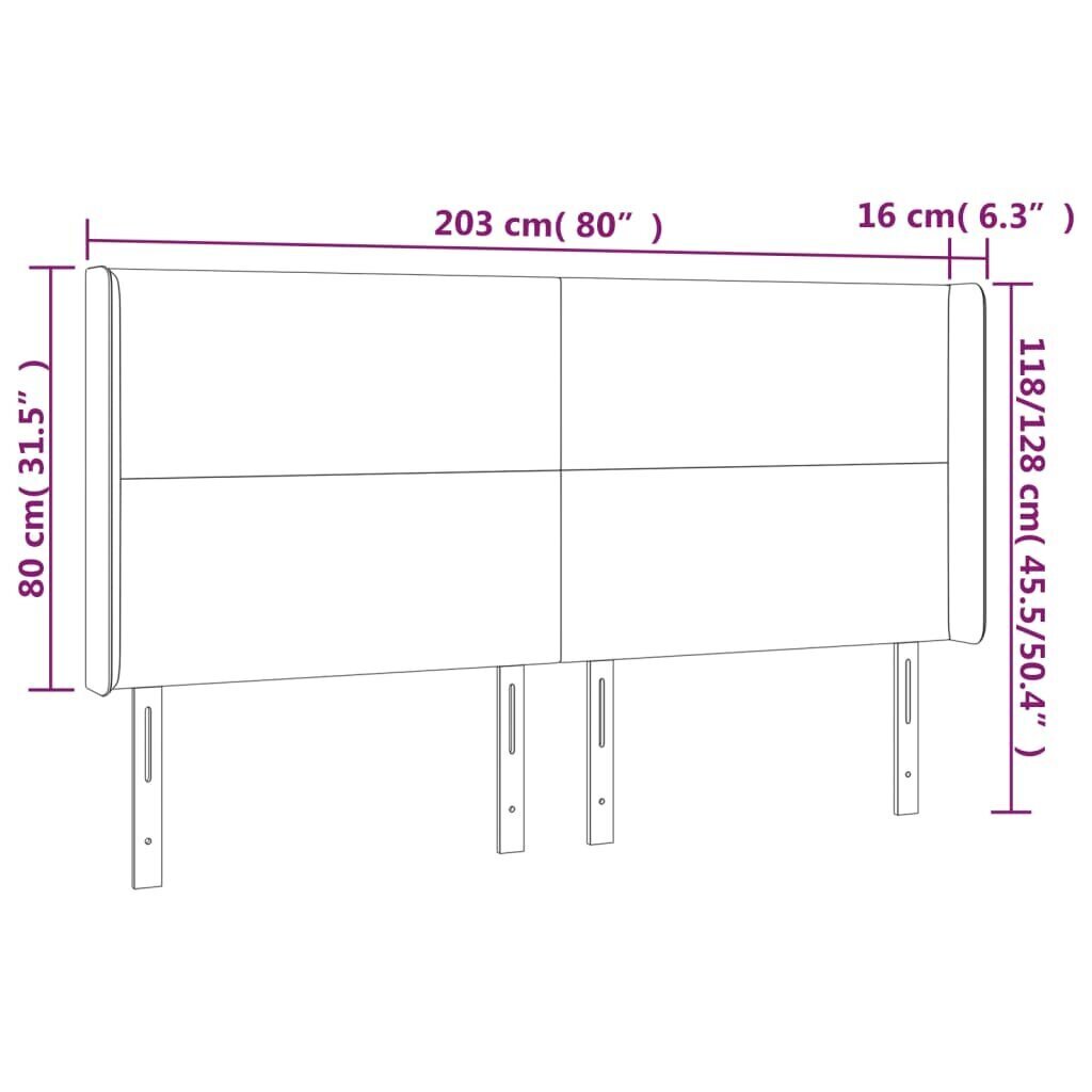 vidaXL LED-voodipeats, roosa, 203x16x118/128 cm, samet hind ja info | Voodid | kaup24.ee