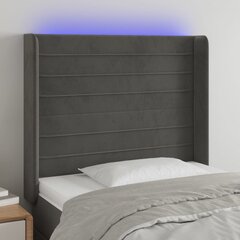 vidaXL LED-voodipeats, tumehall, 93x16x118/128 cm, samet цена и информация | Кровати | kaup24.ee