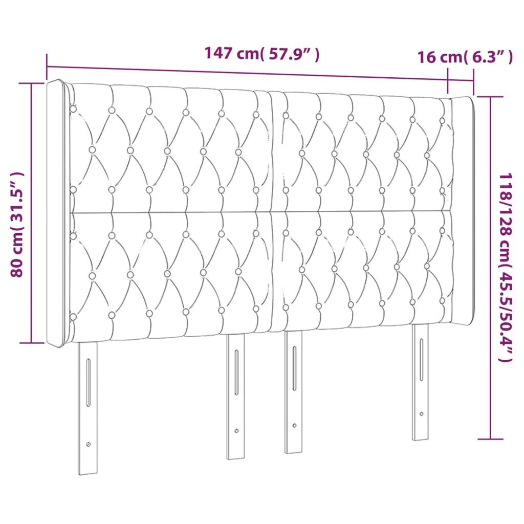 vidaXL LED-voodipeats, kreemjas, 147x16x118/128 cm, kangas цена и информация | Voodid | kaup24.ee