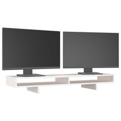 vidaXL monitorialus, valge, 100x27x14 cm, männipuit hind ja info | Monitori hoidjad | kaup24.ee