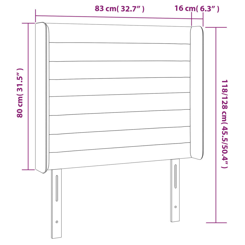 vidaXL LED-voodipeats, tumehall, 83x16x118/128 cm, kangas hind ja info | Voodid | kaup24.ee