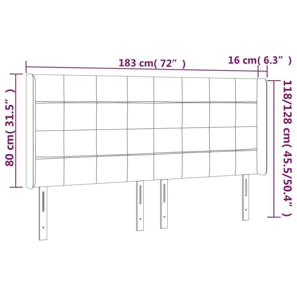 vidaXL LED-voodipeats, helehall, 183x16x118/128 cm, samet hind ja info | Voodid | kaup24.ee