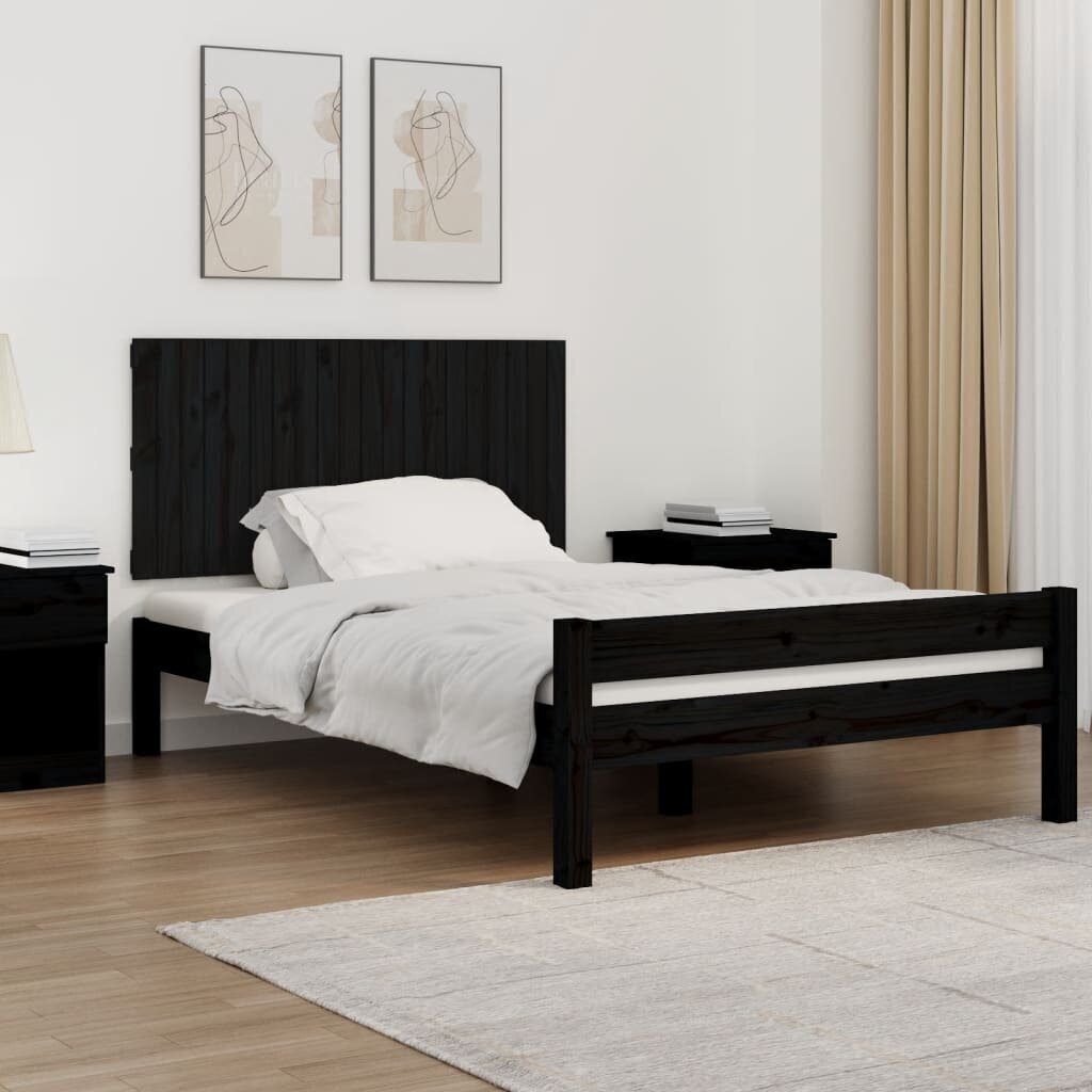 vidaXL seinale kinnitatav voodipeats, must, 127,5x3x60 cm, männipuit hind ja info | Voodid | kaup24.ee