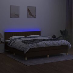 vidaXL kontinentaalvoodi madrats ja LED, tumepruun, 180x200 cm, kangas цена и информация | Кровати | kaup24.ee