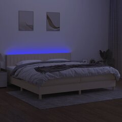 vidaXL kontinentaalvoodi madratsiga ja LED, kreemjas, 200x200 cm, kangas цена и информация | Кровати | kaup24.ee