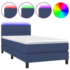 vidaXL kontinentaalvoodi madrats ja LED, sinine, 90x200 cm, kangas цена и информация | Кровати | kaup24.ee