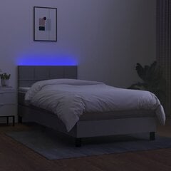 vidaXL kontinentaalvoodi madrats ja LED, helehall, 90x190 cm, kangas цена и информация | Кровати | kaup24.ee