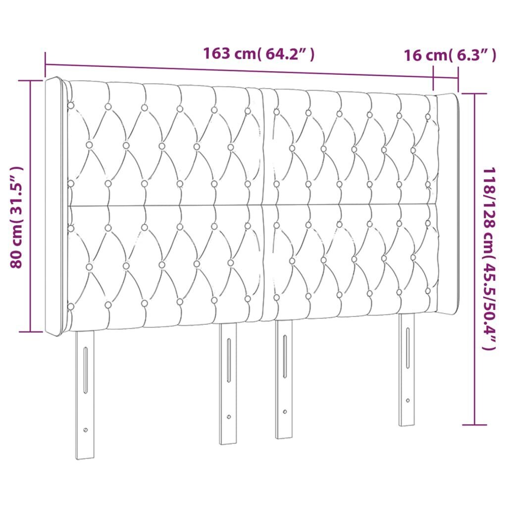 vidaXL LED-voodipeats, kreemjas, 163x16x118/128 cm, kangas цена и информация | Voodid | kaup24.ee