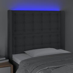 vidaXL LED-voodipeats, tumehall, 93x16x118/128 cm, kangas hind ja info | Voodid | kaup24.ee