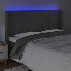 vidaXL LED-voodipeats, tumehall, 183x16x118/128 cm, samet hind ja info | Voodid | kaup24.ee