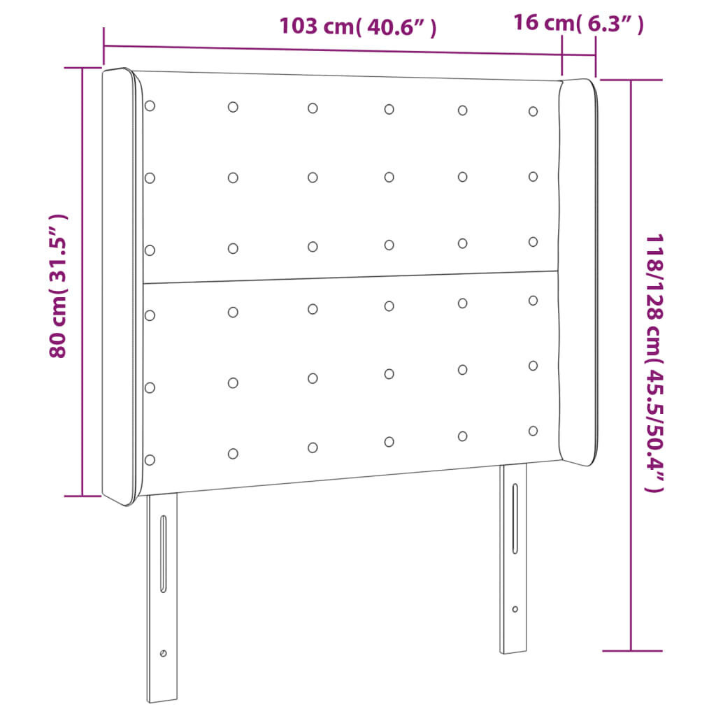 vidaXL LED-voodipeats, hall, 103x16x118/128 cm, kunstnahk цена и информация | Voodid | kaup24.ee