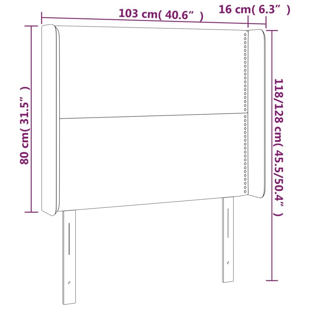 vidaXL LED-voodipeats, tumepruun, 103x16x118/128 cm, kangas цена и информация | Voodid | kaup24.ee