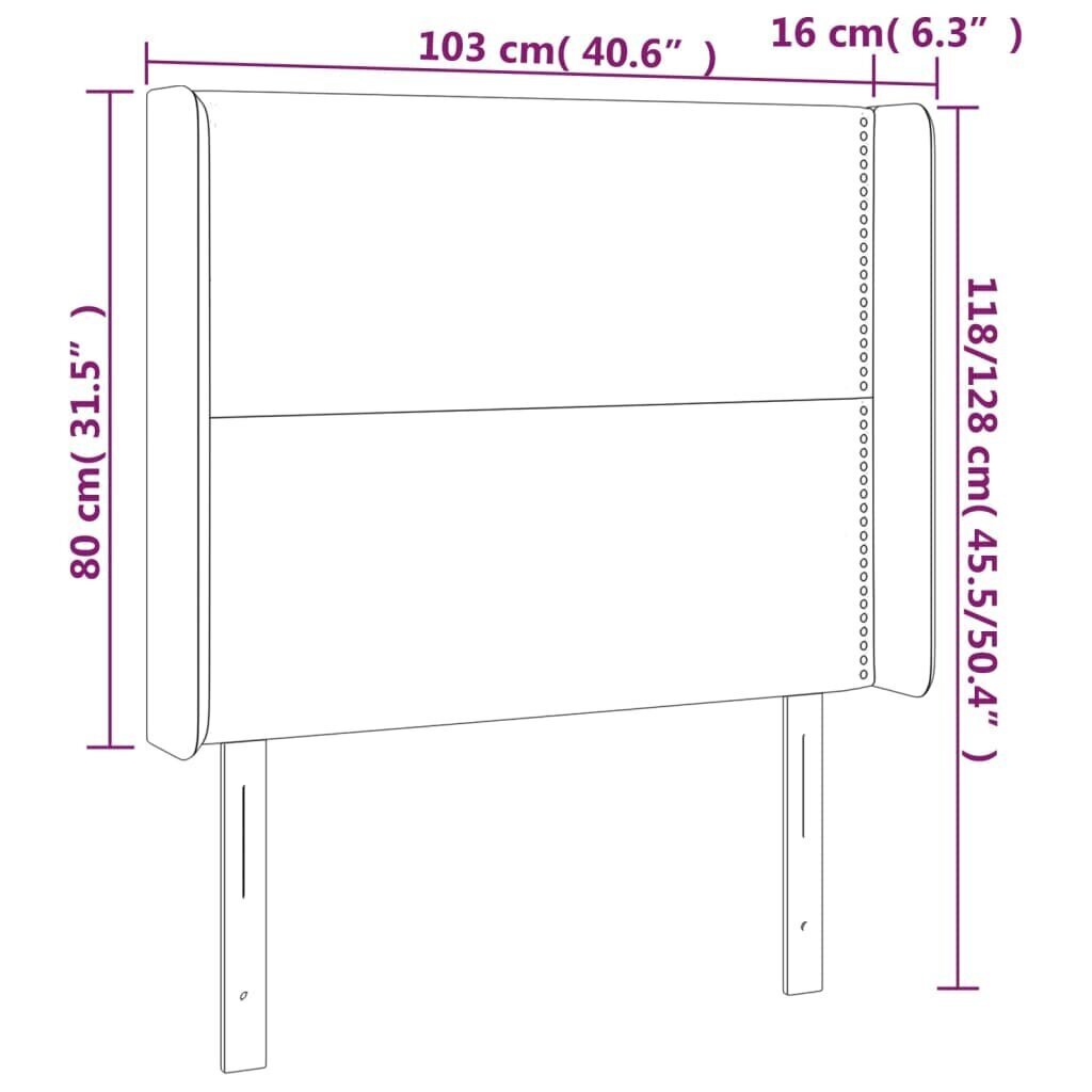 vidaXL LED-voodipeats, roosa, 103x16x118/128 cm, samet hind ja info | Voodid | kaup24.ee