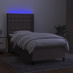 vidaXL kontinentaalvoodi madrats ja LED, pruunikas, 90x200 cm, kangas цена и информация | Кровати | kaup24.ee